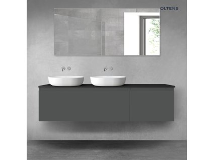 Oltens Vernal sada koupelnového nábytku 180 cm s horní deskou, matná grafitová/matná černá 68623400