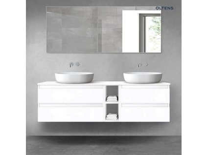 Oltens Vernal sada koupelnového nábytku 160 cm s horní deskou, lesklá bílá 68633000