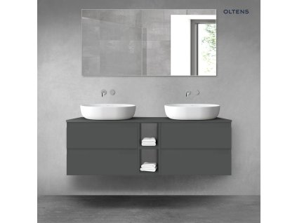 Oltens Vernal sada koupelnového nábytku 140 cm s horní deskou, matná grafitová 68625400
