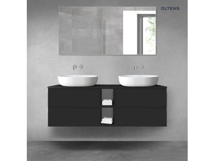 Oltens Vernal sada koupelnového nábytku 140 cm s horní deskou, matná černá 68625300