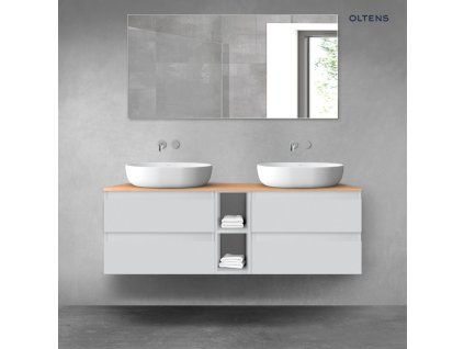 Oltens Vernal sada koupelnového nábytku 140 cm s horní deskou, matná šedá/dub 68626700