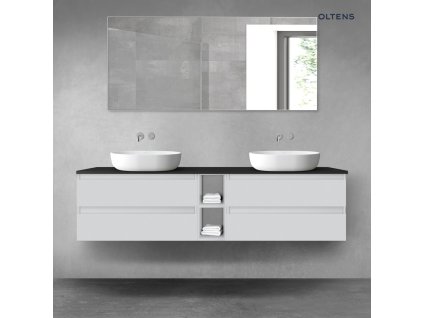 Oltens Vernal sada koupelnového nábytku 180 cm s horní deskou, matná šedá/matná černá 68632300