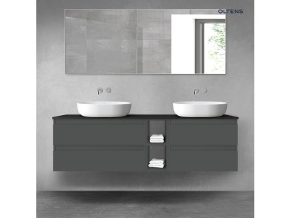 Oltens Vernal sada koupelnového nábytku 160 cm s horní deskou, matná grafitová/matná černá 68636400