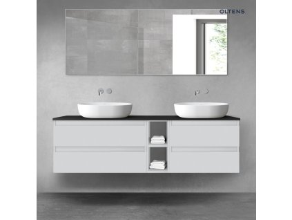 Oltens Vernal sada koupelnového nábytku 160 cm s horní deskou, matná šedá/matná černá 68636700