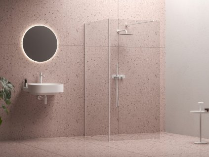 Walk-In Corner Set 110x80, bílá matná+transparent