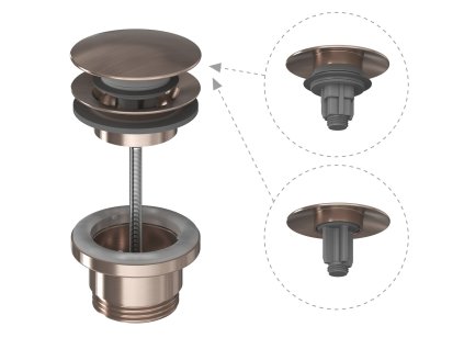 Umyvadlová pileta ClickClack/pevná, grafit kartáčovaný