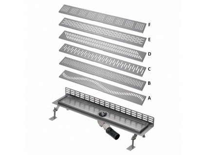 Nerezový koupelnový žlábek ke stěně, délka 1150 mm SLKN 08A(X) - SLKN 08F(X) (69081)