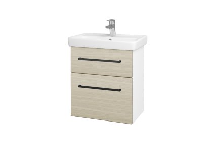 Koupelnová skříňka GO SZZ2 55 - N01 Bílá lesk / Úchytka T06 / D04 Dub