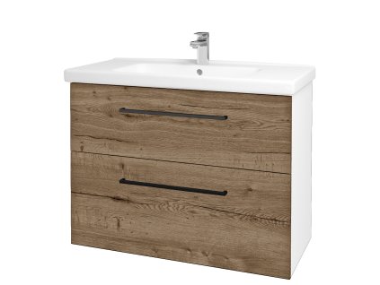 Koupelnová skříňka BIG INN SZZ2 100 - N01 Bílá lesk / Úchytka T06 / D21 Tobacco