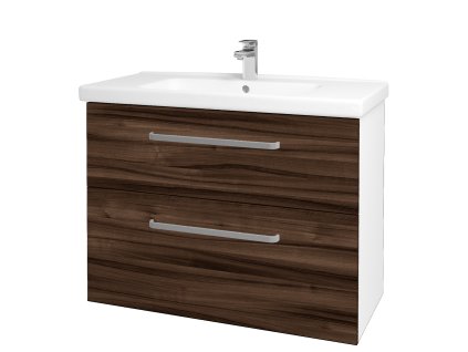 Koupelnová skříňka BIG INN SZZ2 100 - N01 Bílá lesk / Úchytka T01 / D06 Ořech