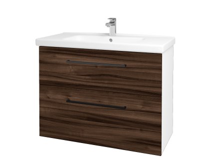 Koupelnová skříňka BIG INN SZZ2 100 - N01 Bílá lesk / Úchytka T06 / D06 Ořech