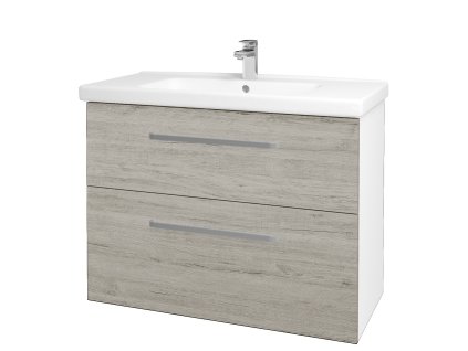 Koupelnová skříňka BIG INN SZZ2 100 - N01 Bílá lesk / Úchytka T01 / D05 Oregon