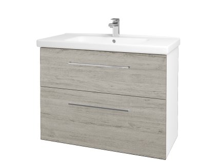 Koupelnová skříňka BIG INN SZZ2 100 - N01 Bílá lesk / Úchytka T04 / D05 Oregon