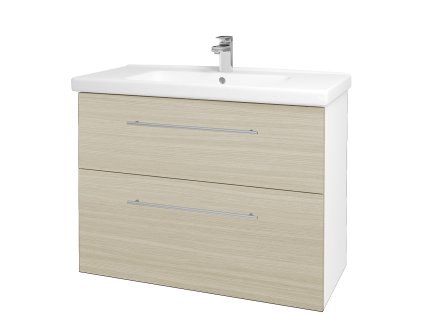 Koupelnová skříňka BIG INN SZZ2 100 - N01 Bílá lesk / Úchytka T02 / D04 Dub