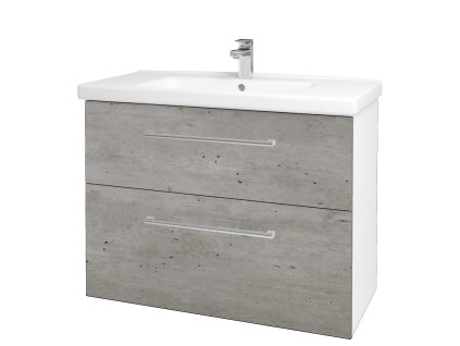 Koupelnová skříňka BIG INN SZZ2 100 - N01 Bílá lesk / Úchytka T03 / D01 Beton