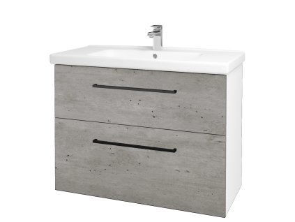 Koupelnová skříňka BIG INN SZZ2 100 - N01 Bílá lesk / Úchytka T06 / D01 Beton