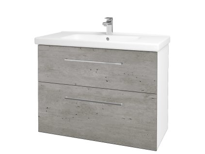 Koupelnová skříňka BIG INN SZZ2 100 - N01 Bílá lesk / Úchytka T04 / D01 Beton