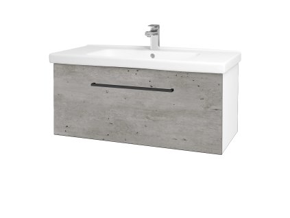 Koupelnová skříňka BIG INN SZZ 100 - N01 Bílá lesk / Úchytka T06 / D01 Beton