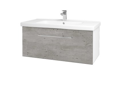 Koupelnová skříňka BIG INN SZZ 100 - N01 Bílá lesk / Úchytka T04 / D01 Beton