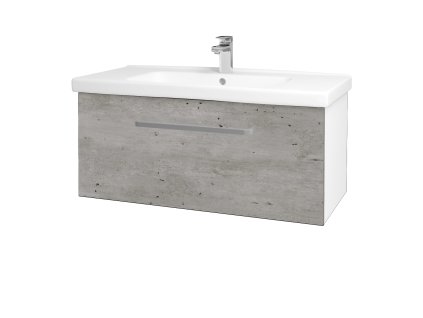 Koupelnová skříňka BIG INN SZZ 100 - N01 Bílá lesk / Úchytka T01 / D01 Beton