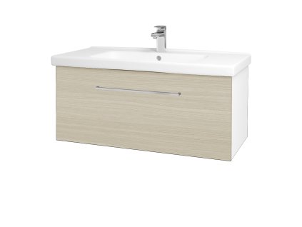 Koupelnová skříňka BIG INN SZZ 100 - N01 Bílá lesk / Úchytka T04 / D04 Dub