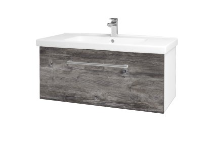 Koupelnová skříňka BIG INN SZZ 100 - N01 Bílá lesk / Úchytka T03 / D10 Borovice Jackson