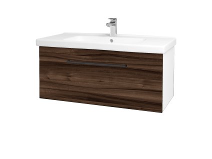 Koupelnová skříňka BIG INN SZZ 100 - N01 Bílá lesk / Úchytka T06 / D06 Ořech