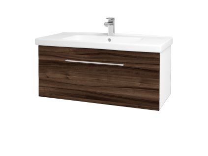 Koupelnová skříňka BIG INN SZZ 100 - N01 Bílá lesk / Úchytka T04 / D06 Ořech