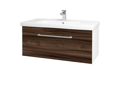 Koupelnová skříňka BIG INN SZZ 100 - N01 Bílá lesk / Úchytka T03 / D06 Ořech