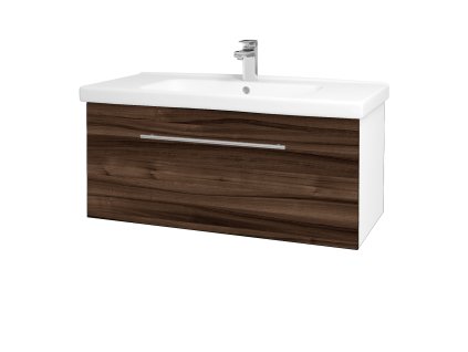 Koupelnová skříňka BIG INN SZZ 100 - N01 Bílá lesk / Úchytka T02 / D06 Ořech