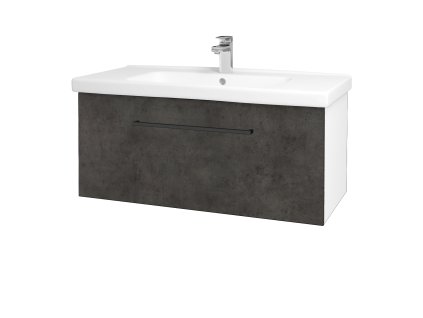 Koupelnová skříňka BIG INN SZZ 100 - N01 Bílá lesk / Úchytka T06 / D16 Beton tmavý