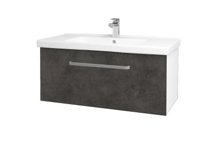 Koupelnová skříňka BIG INN SZZ 100 - N01 Bílá lesk / Úchytka T01 / D16 Beton tmavý