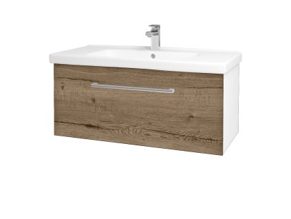 Koupelnová skříňka BIG INN SZZ 100 - N01 Bílá lesk / Úchytka T03 / D21 Tobacco