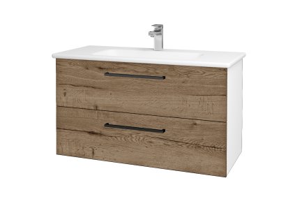 Koupelnová skříňka GIO SZZ2 100 - N01 Bílá lesk / Úchytka T06 / D21 Tobacco