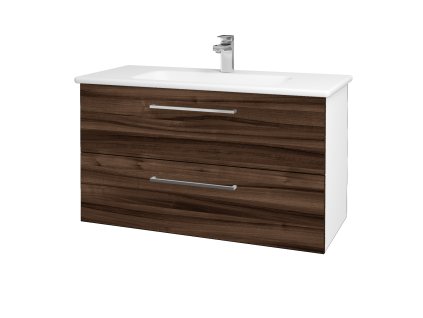 Koupelnová skříňka GIO SZZ2 100 - N01 Bílá lesk / Úchytka T04 / D06 Ořech