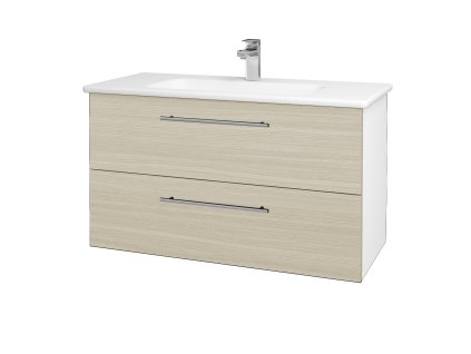 Koupelnová skříňka GIO SZZ2 100 - N01 Bílá lesk / Úchytka T02 / D04 Dub
