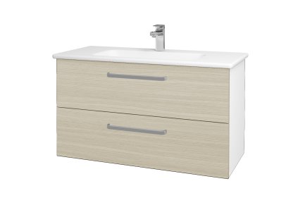 Koupelnová skříňka GIO SZZ2 100 - N01 Bílá lesk / Úchytka T01 / D04 Dub