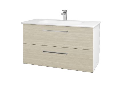 Koupelnová skříňka GIO SZZ2 100 - N01 Bílá lesk / Úchytka T04 / D04 Dub