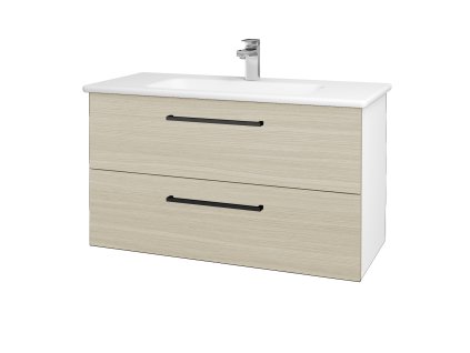 Koupelnová skříňka GIO SZZ2 100 - N01 Bílá lesk / Úchytka T06 / D04 Dub