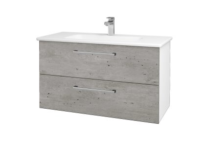 Koupelnová skříňka GIO SZZ2 100 - N01 Bílá lesk / Úchytka T03 / D01 Beton