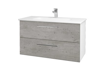 Koupelnová skříňka GIO SZZ2 100 - N01 Bílá lesk / Úchytka T04 / D01 Beton