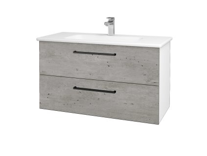 Koupelnová skříňka GIO SZZ2 100 - N01 Bílá lesk / Úchytka T06 / D01 Beton