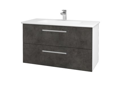 Koupelnová skříňka GIO SZZ2 100 - N01 Bílá lesk / Úchytka T03 / D16 Beton tmavý