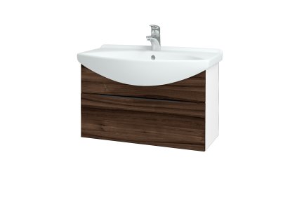 Koupelnová skříňka TAKE IT SZZ 75 - N01 Bílá lesk / Úchytka T07 / D06 Ořech