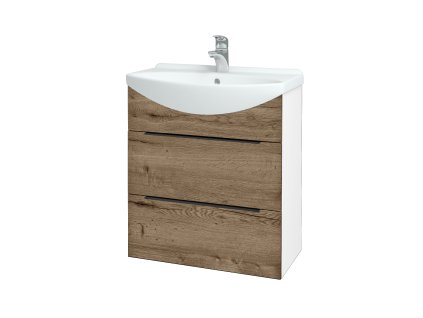 Koupelnová skříňka TAKE IT SZZ2 65 - N01 Bílá lesk / Úchytka T07 / D21 Tobacco