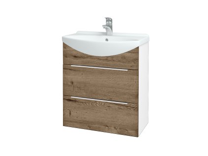 Koupelnová skříňka TAKE IT SZZ2 65 - N01 Bílá lesk / Úchytka T05 / D21 Tobacco