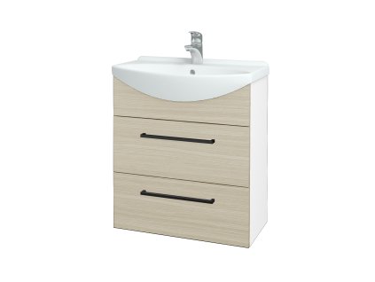 Koupelnová skříňka TAKE IT SZZ2 65 - N01 Bílá lesk / Úchytka T06 / D04 Dub