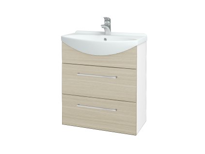 Koupelnová skříňka TAKE IT SZZ2 65 - N01 Bílá lesk / Úchytka T04 / D04 Dub