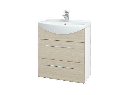 Koupelnová skříňka TAKE IT SZZ2 65 - N01 Bílá lesk / Úchytka T02 / D04 Dub