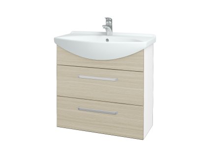 Koupelnová skříňka TAKE IT SZZ2 75 - N01 Bílá lesk / Úchytka T01 / D04 Dub
